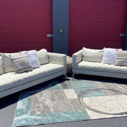 White Leather Sofas Set 