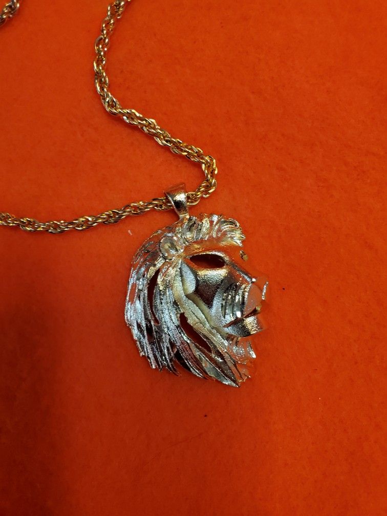 Large Lion Charm 18" Rope Chain & 9" Bracelet 18 Kt Gold Clad