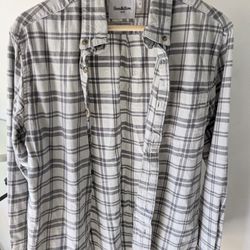 Men's White/Gray Flannel Shirt