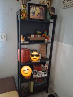 Dark Brown 5-Shelf Ladder Bookcase