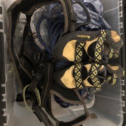 Climbing gear - Shoes, Harness And Roped.