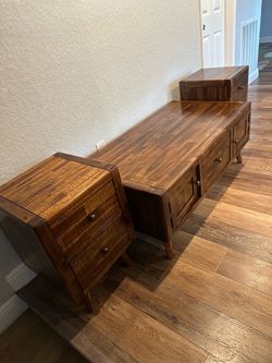 Rustic Wood TV Stand and Nightstand Set