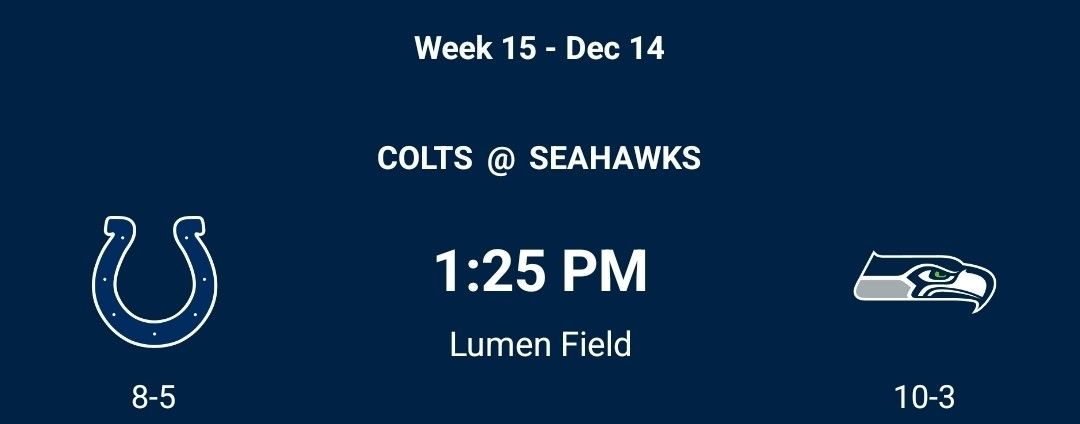 Seahawks Vs Colts Tickets Section 122 Row KK
