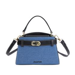 Korean-Style Fashion Casual Small Square Handbag for Women, New Cross-Border Denim Color-Blocking High-End Baide Crossbody Bag