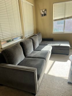 Grey/blue sectional couches