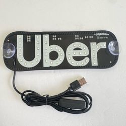 Green LED Sign for Car, Taxi Decal, Sunction Cups, Hook and Loop Cable Ties, USB Plug for Trucks SUV