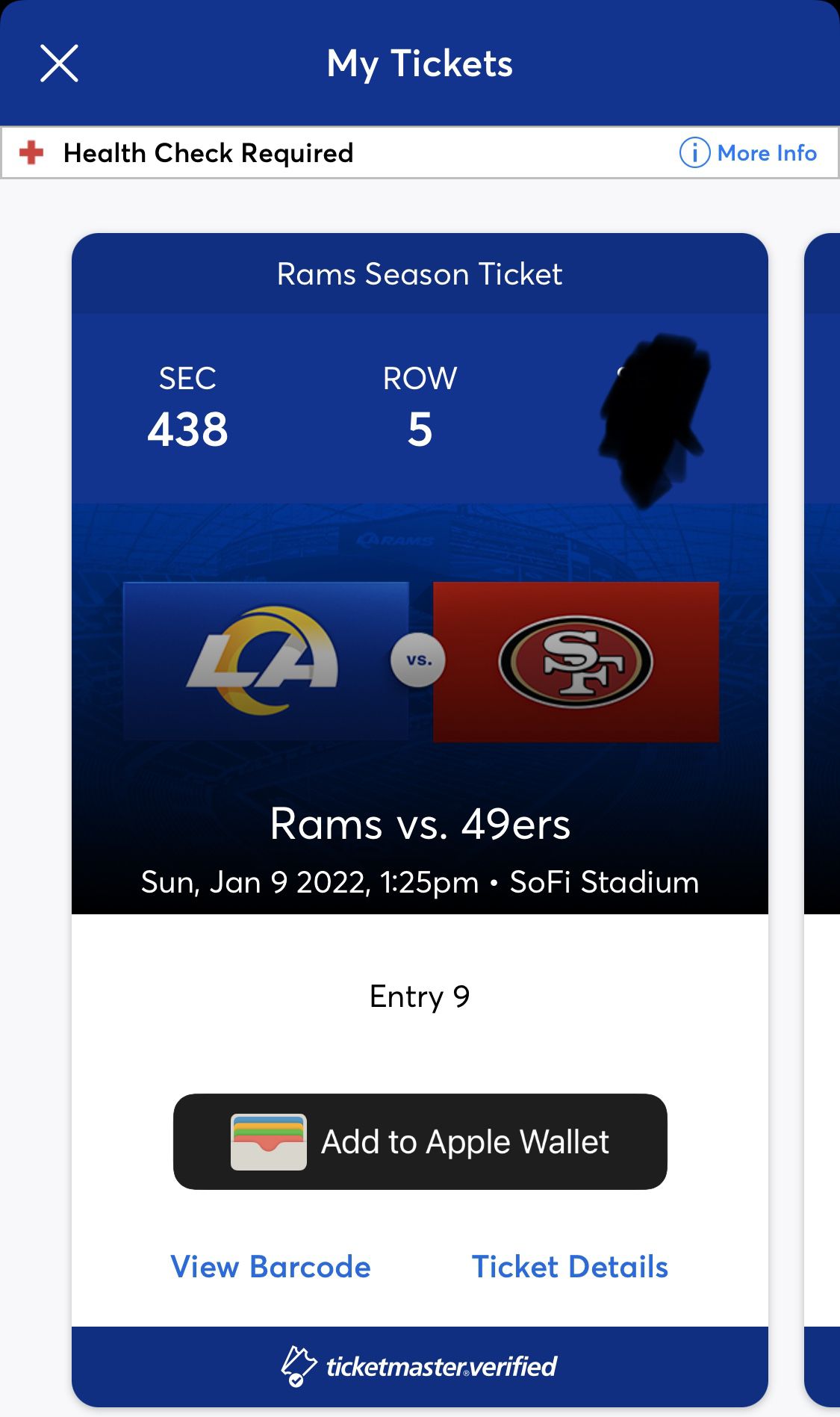 Rams vs 49ers Tickets - Section 438