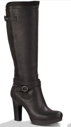 Ugg black leather boots, size 10