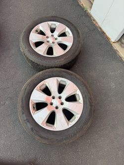 Pair (2) Subaru Outback wheels 225 60 17 Bridgestone Ecopia Tires