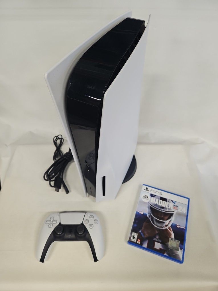 Sony PlayStation 5 PS5 Disc Edition 825gb Console w/ Controller, USB, Power Cord & Madden 24 814937-11