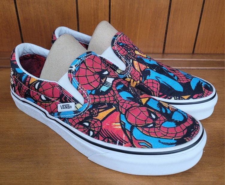 Vans X Marvel Spiderman Slip-on Shoes Red & Blue 721356 M 5.5 W 7
