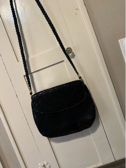 2 vintage 1980s black & blue metal mesh bags features a braided strap