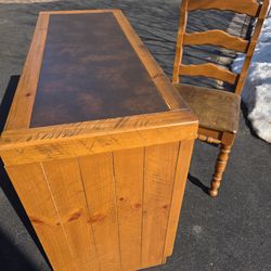 Wood desk and chair