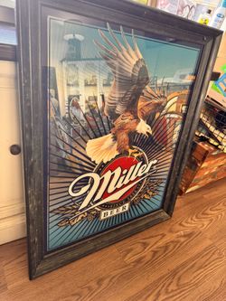 Rare vintage Miller Bald Eagle Beer Mirror 30X24
