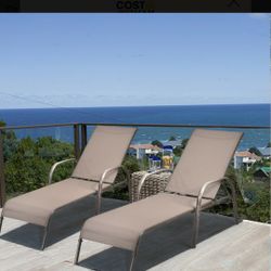 New Tan Colo Patio Lounge Chsirs For Pool Sunbathing