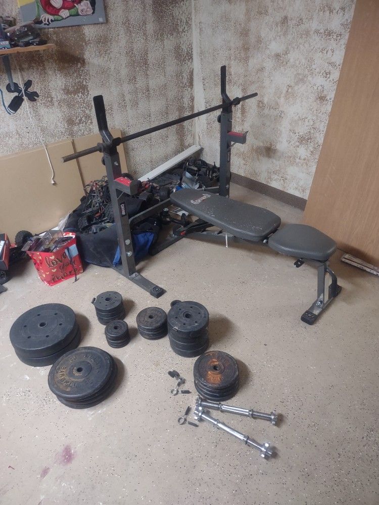 Weight Bench And Plates