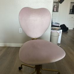 pink velvet rolling desk chair