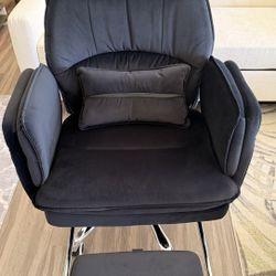 🔥New Big & Tall Office Chair Reclining with Footrest Flip Armrests Wide Desk Chair Black Velvet