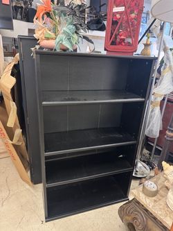 Black Wood Bookcase with 3 Shelves