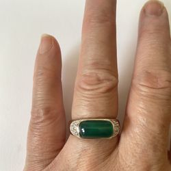 Sterling silver 925 rings Green Jade Rings Lucky Jade Rings  Unisex 