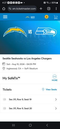 Chargers Tickets with tailgate parking