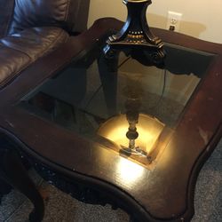 2 Living Room Side Tables - Real Wood And Glass