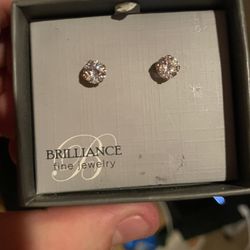 Silver Diamond Earrings 