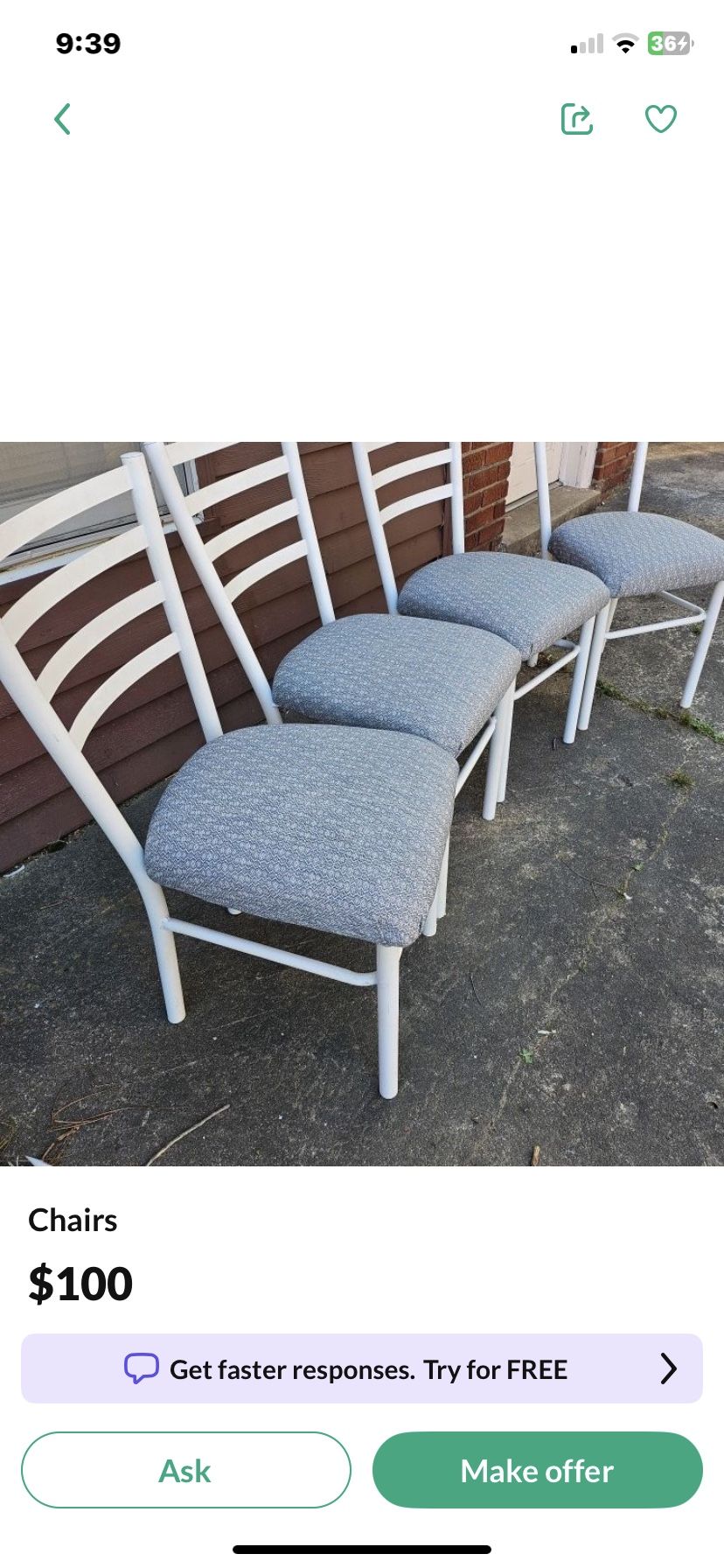 4 Chairs Newly Reupholstered
