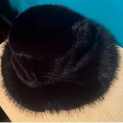 NEW! Bucket Hat FAUX MINK BLACK FAUX MINK