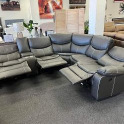 Black breathable air leather modular manual recliner sectional sofa  set