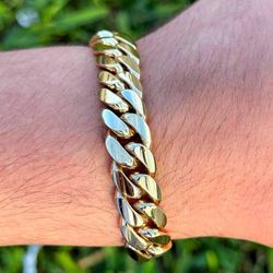 Jewelry 14k solid yellow gold Miami Cuban link bracelet 92 grams 8” 12,5mm wide