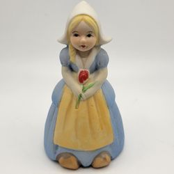 Vintage JSNY Porcelain Bell Dutch Girl Blue Dress Yellow Apron Hand Painted 4"