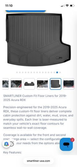 Cargo Liner:Smartliner for Acura RDX model 2019-2025