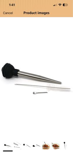 Stainless Steel Baster with Injector and Cleaning Brush 11" x 2" x 2"