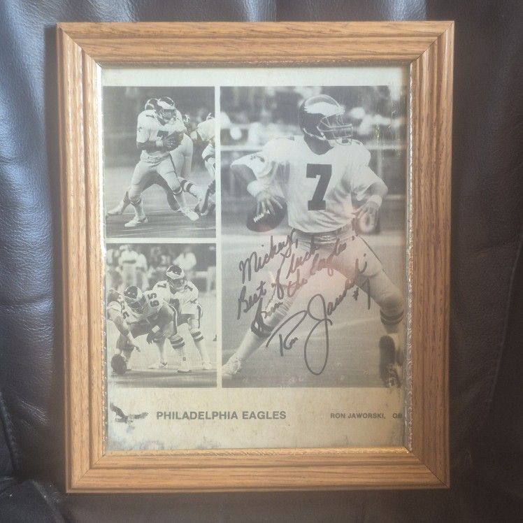 Framed Black/White Signed Photograph Ron Jaworski