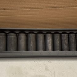 Snap-on Tools 10 pc 1/2" Drive 6-Point Metric Flank Drive® Deep Impact Socket Set (25-27 and 29-36 mm)