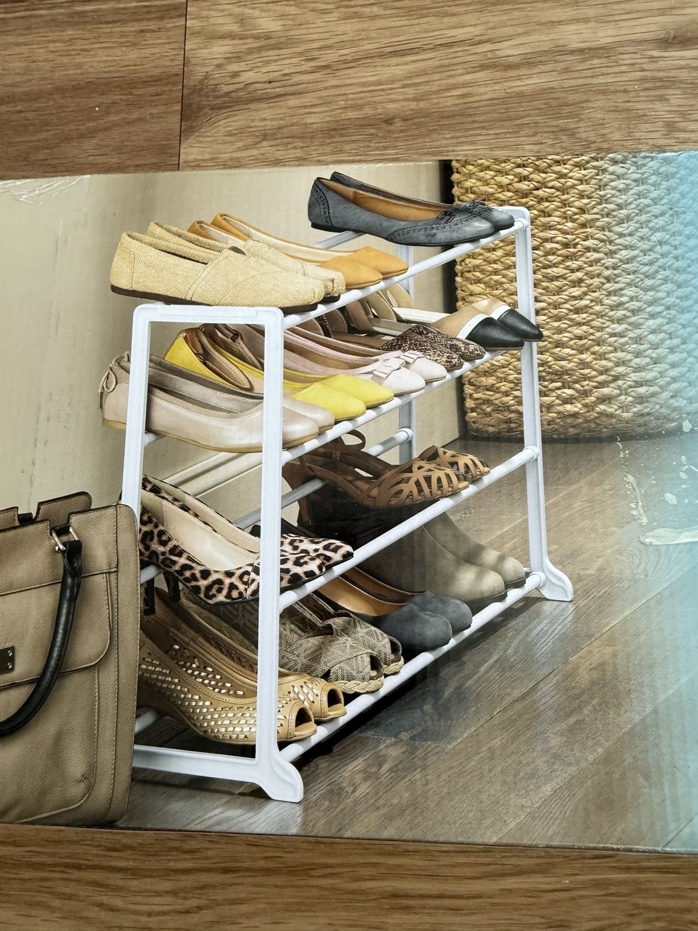 Whitmor 4-Tier Shoe Rack – Holds 20 Pairs | White Finish