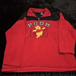 Mens Medium Vintage 90s Disney Winnie The Pooh 1/4 Fleece Sweatshirt