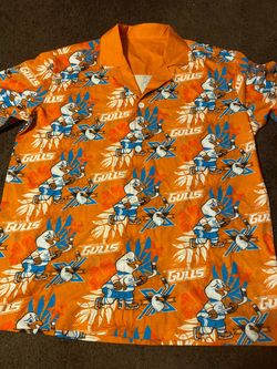San Diego Gulls AHL Hawaiian Button-Up Shirt Size XL Adult