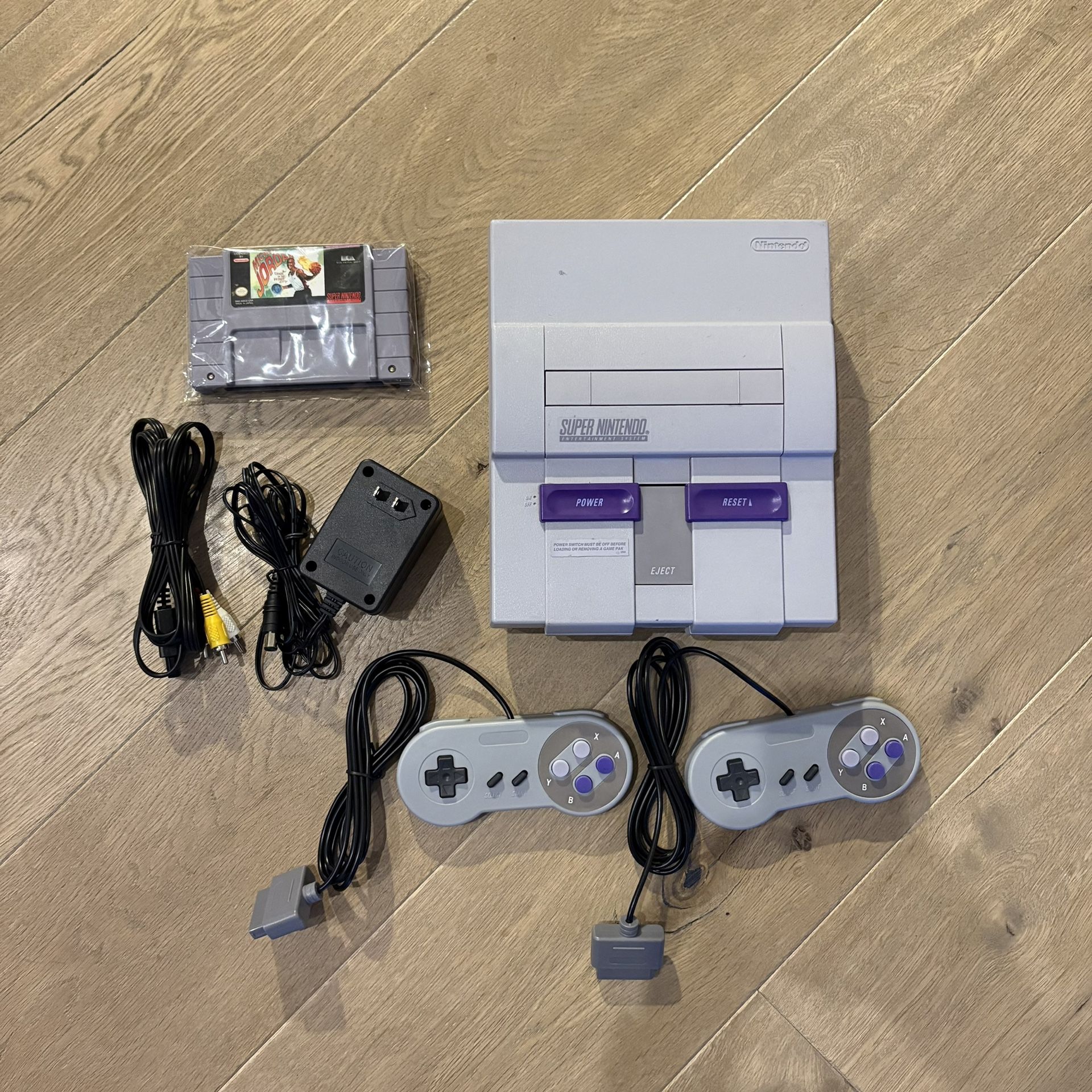 Original Super Nintendo With Two Controllers And One Video Game