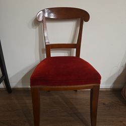 Mahogany Empire-Style Side Chair W/Red Velvet Seat