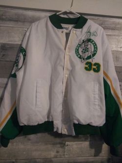 Vintage 80s Boston Celtics Larry Bird Chalk Line Bomber Jacket XL