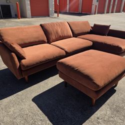 Albany Park Rust Sectional Sofa And Ottoman.  Quality Couch