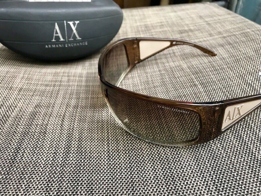 LADIES BROWN ARMANI EXCHANGE SUNGLASSES WITH ORIGINAL ARMANI EXCHANGE PROTECTIVE SUNGLASS HARD-CASE