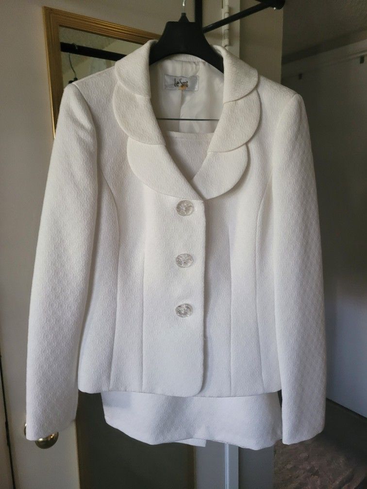White Le Suit Skirt Suit 