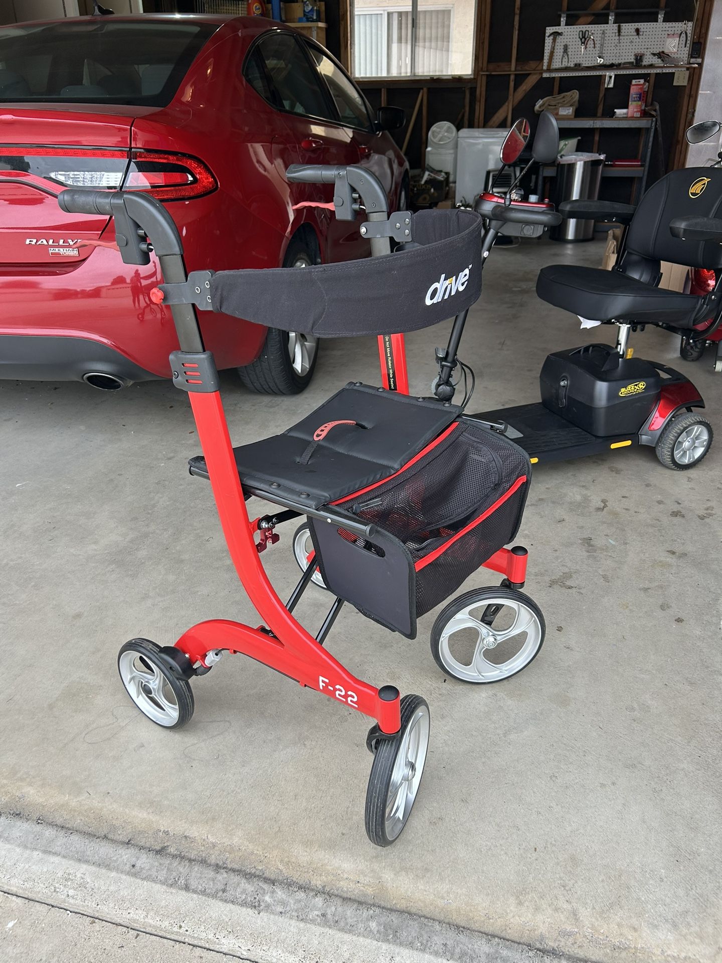 Drive Medical Nitro Euro Style Rollator Rolling Walker, Red