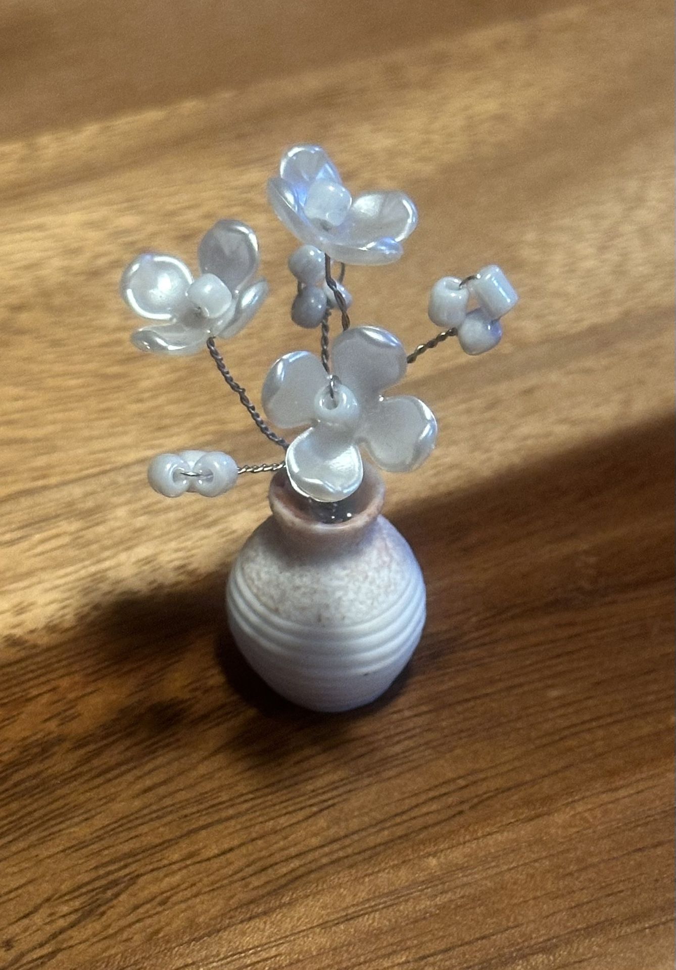 Handmade Miniature Beaded Flower In Pot
