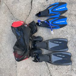 Dive flippers / SS Med -Large (m9-10) / Dive Bag 