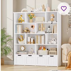 57 inch five tier cube bookcase and toy storage organizer white new