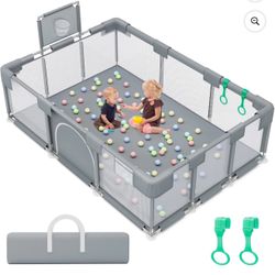 Baby Playpen,73 Inch Extra Large Baby Playard,Playpen for Babies and Toddlers With Basketball Hoop,Children Kids Play Fence for Indoors Outdoo